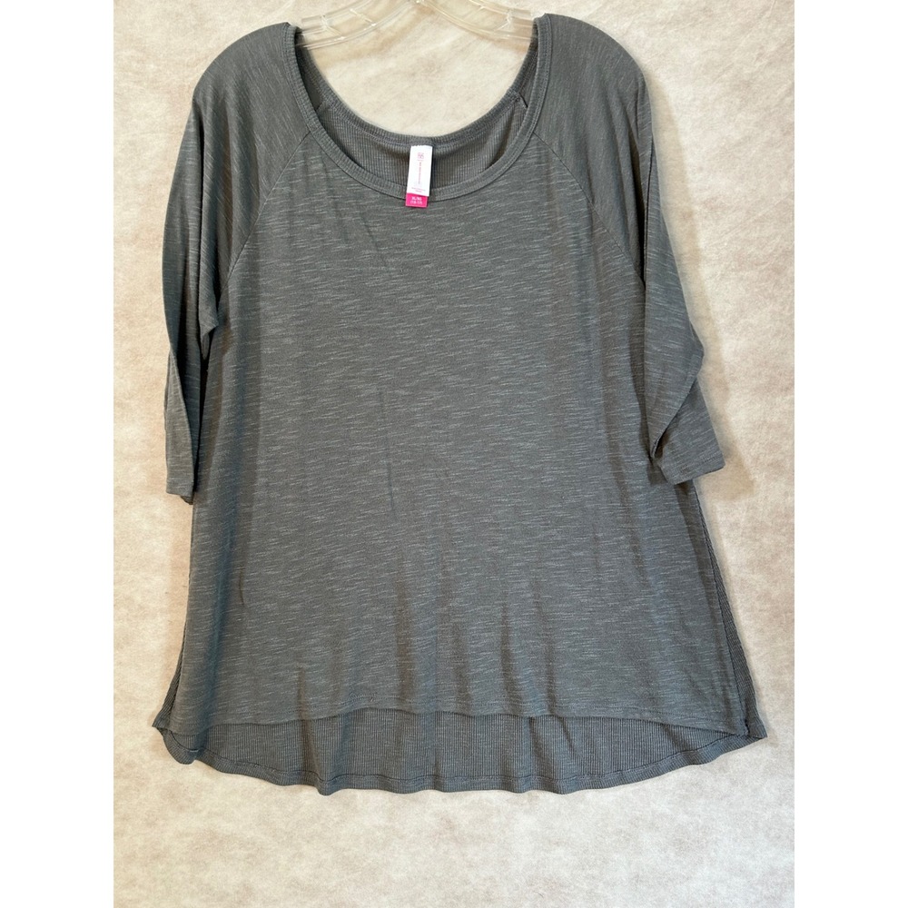 No‎ Boundaries Womens XL Gray Slub Knit 3/4 Sleeve High Low Top NJ17T123CA